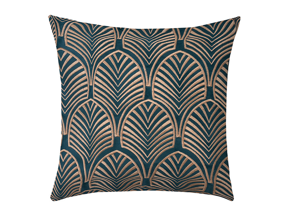 Palm Leaves Velvet Cushion Cover, Teal 50x50cm