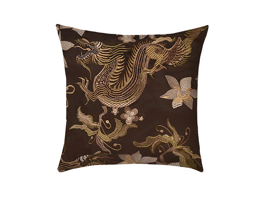Flying Dragon Velvet Cushion Cover, Chocolate 50x50cm