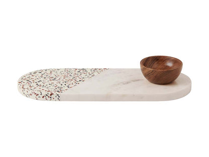Livvi Terrazzo Marble Platter with Bowl Set