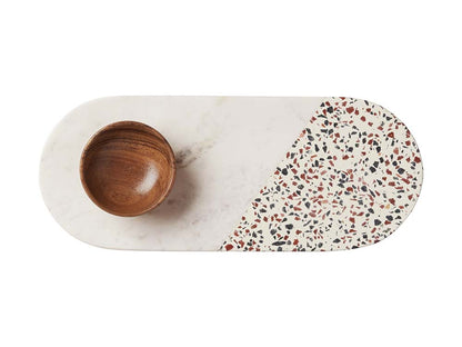 Livvi Terrazzo Marble Platter with Bowl Set