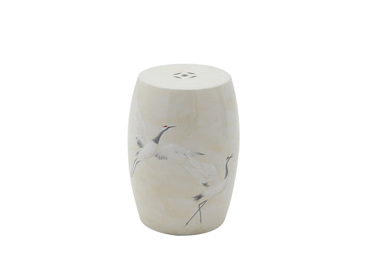 Cranes Hand Painted Ceramic Stool