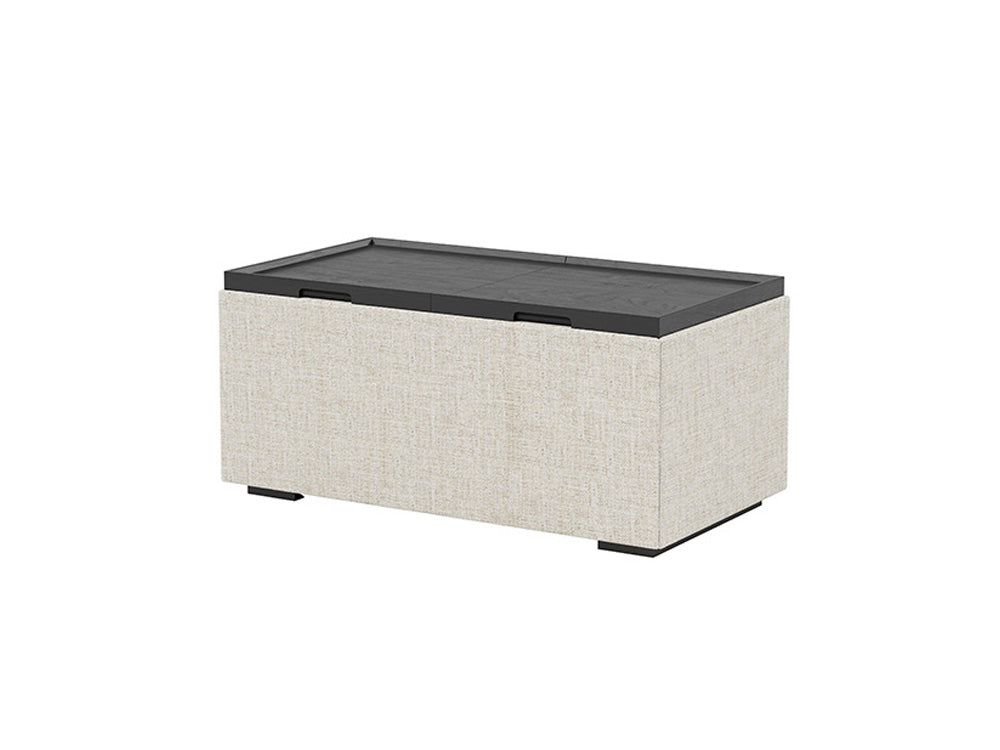 Basel Storage Ottoman with Two Trays Dover Oat Fabric
