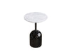 Gemini Marble Side Table, White Top Black Base