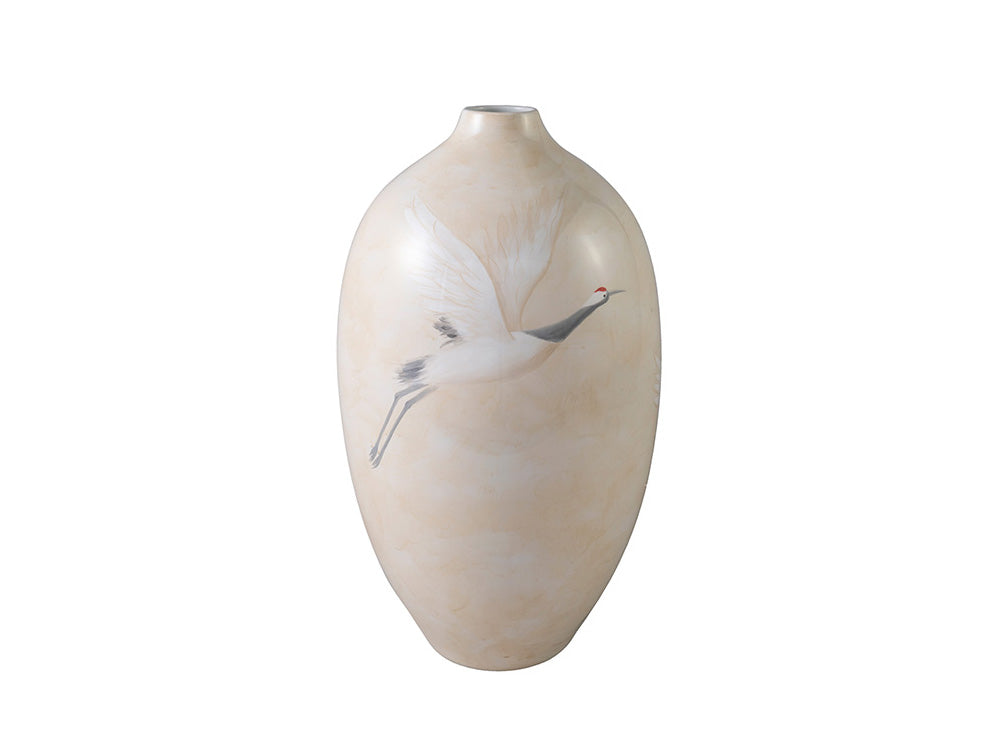 Cranes Hand Painted Ceramic Vase, Tall