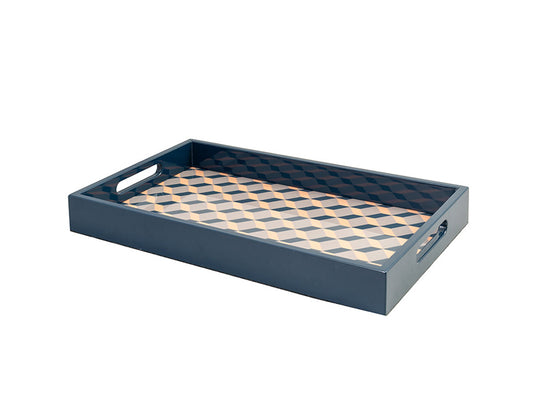 Kubes Lacquered Tray, Teal