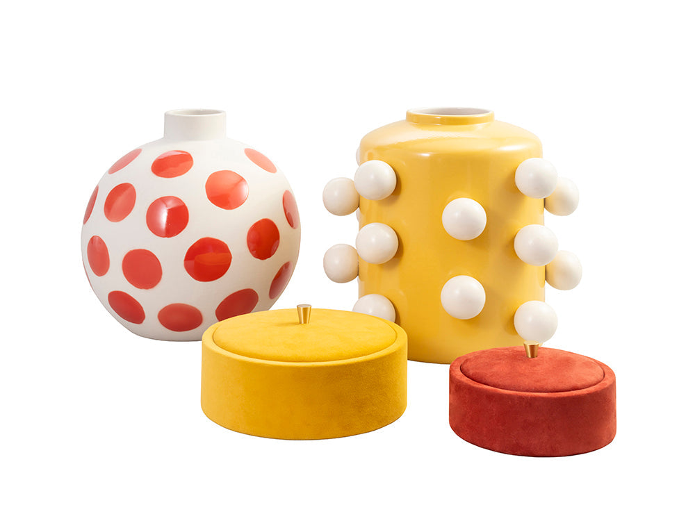 Polka Dots Vase, Red