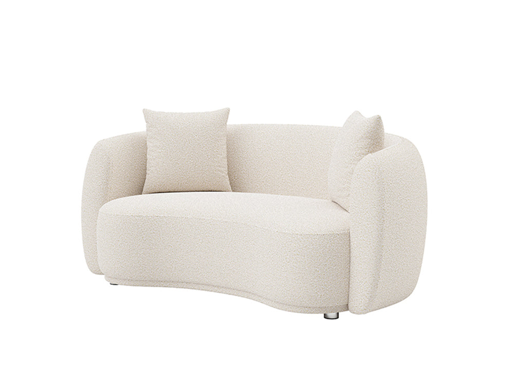 Lilly 2 Seater Curved Sofa Hana White Fabric