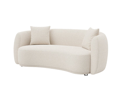 Lilly 3 Seater Curved Sofa Hana White Fabric