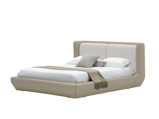 Nardo Two-Tone Bed, Smoke Grey & Leather