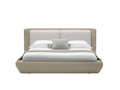 Nardo Two-Tone Bed, Smoke Grey & Leather