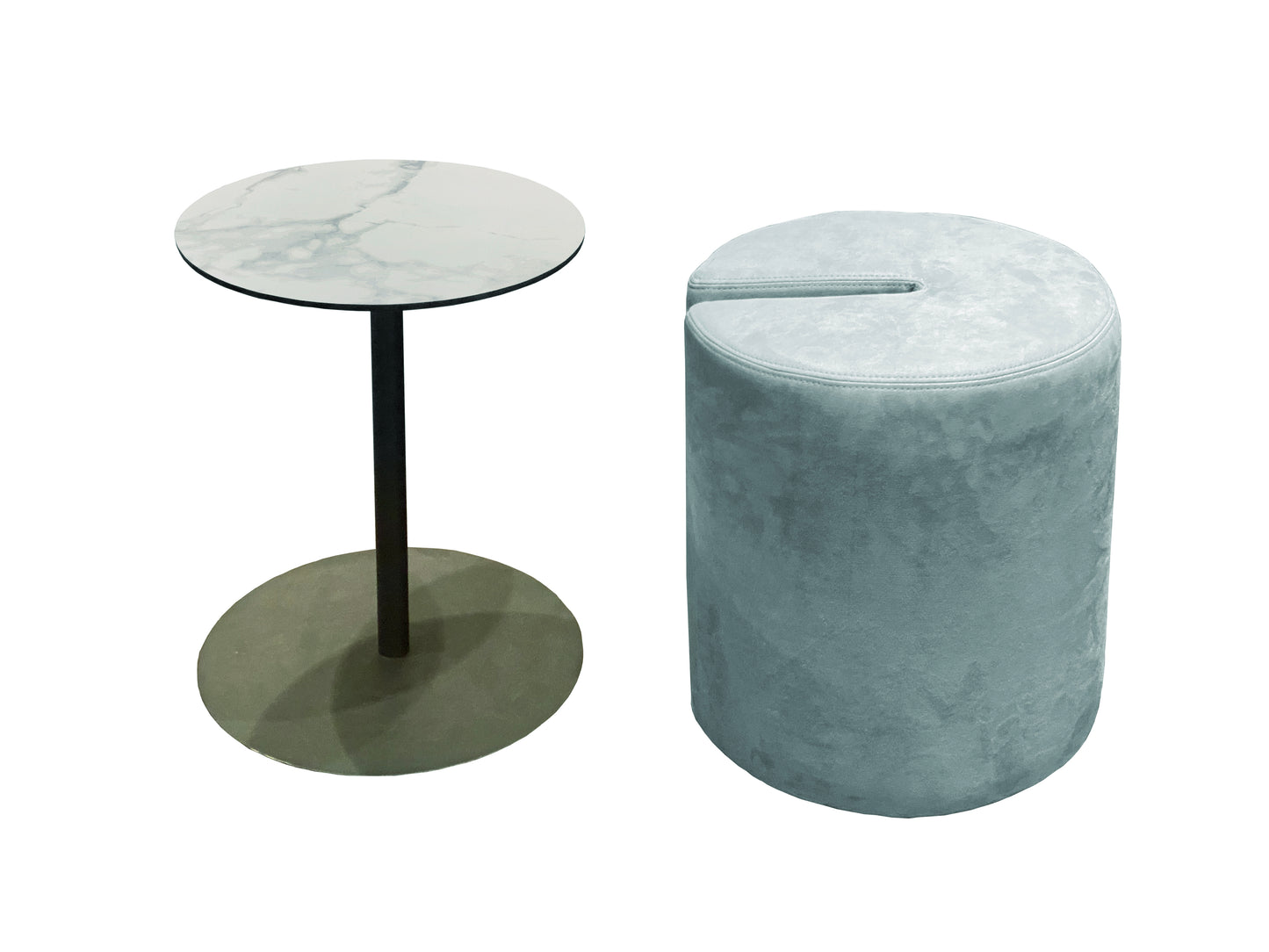 Cora Side Table with Stool, Ceramic Top