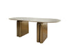 Herdes Dining Table, Travertine Top Medium