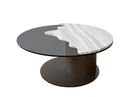 Sorano Coffee Table, Grey Travertine & Glass Top