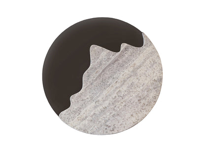 Sorano Side Table, Grey Travertine & Glass Top