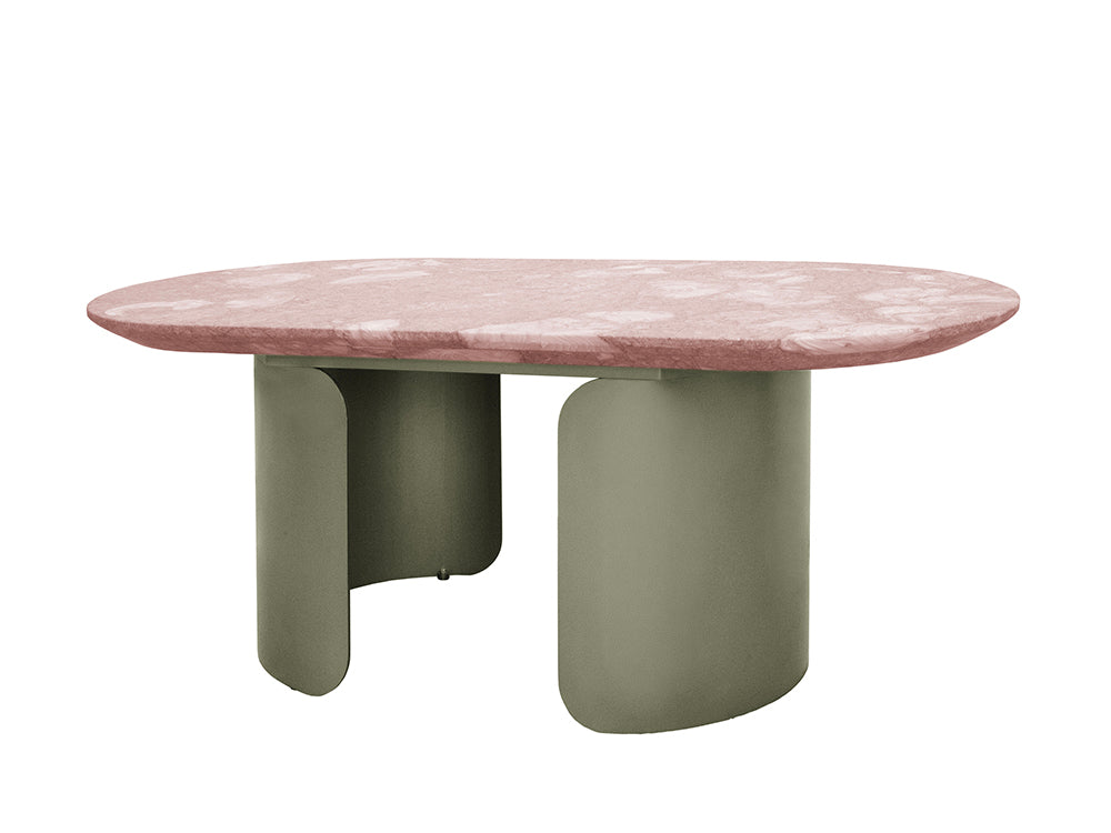 Lucca Coffee Table, Nude Pink Shell Marble Top