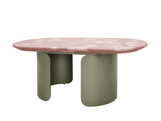 Lucca Coffee Table, Nude Pink Shell Marble Top