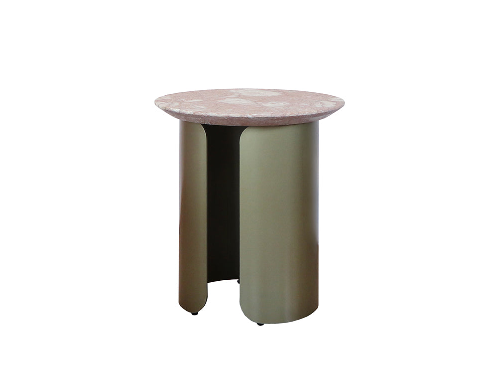 Lucca Side Table, Nude Pink Shell Marble Top