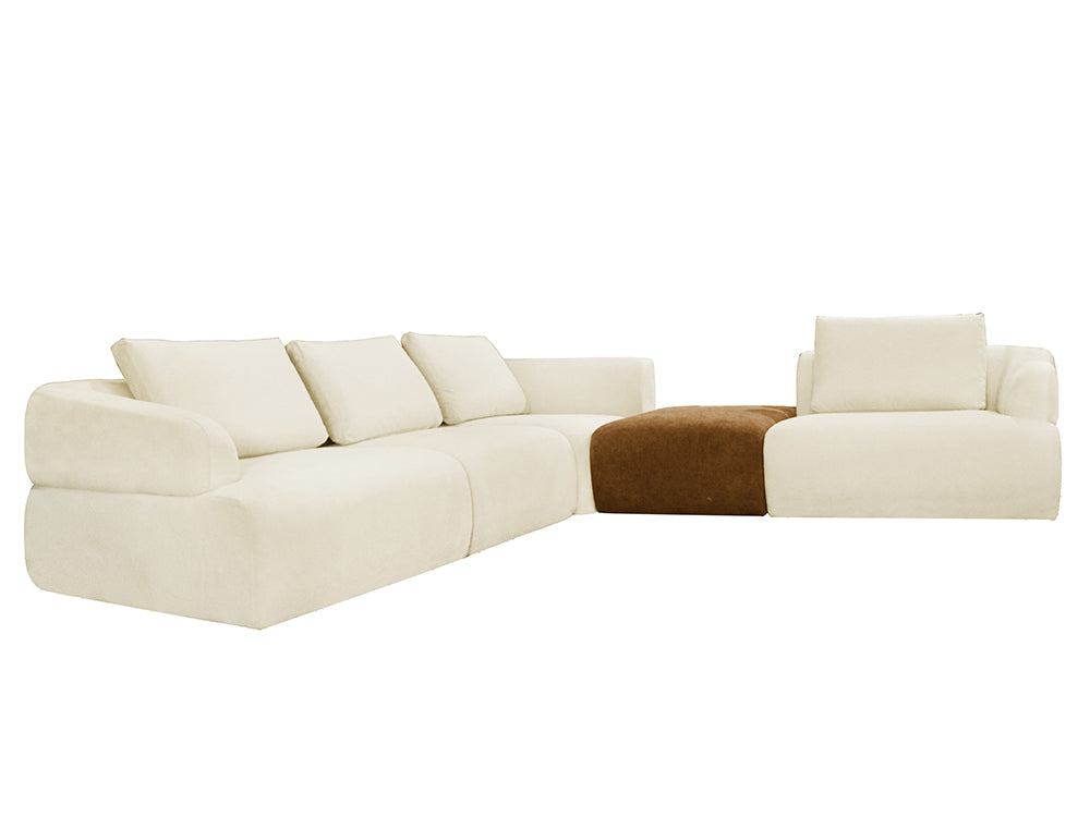Delvis 4 Seat L Shape Sofa with Ottoman