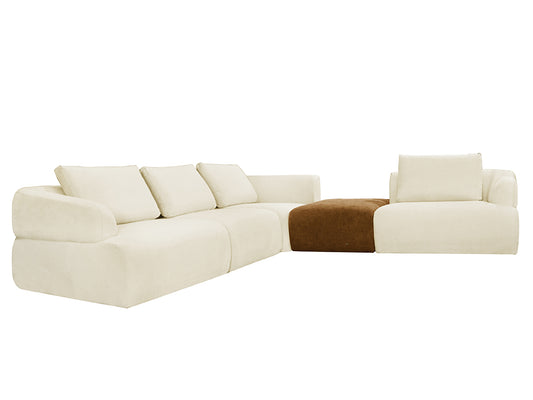 Delvis 4 Seat L Shape Sofa with Ottoman