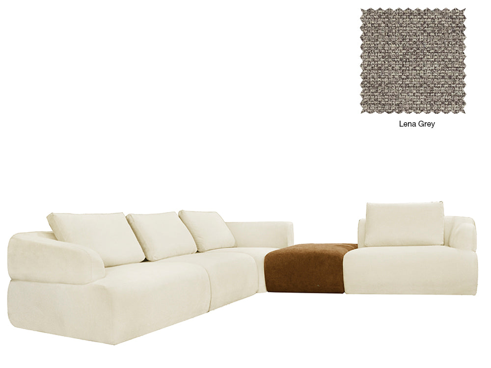 Delvis 4 Seat L Shape Sofa with Ottoman