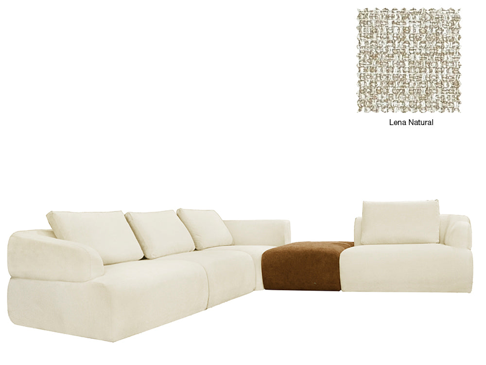 Delvis 4 Seat L Shape Sofa with Ottoman