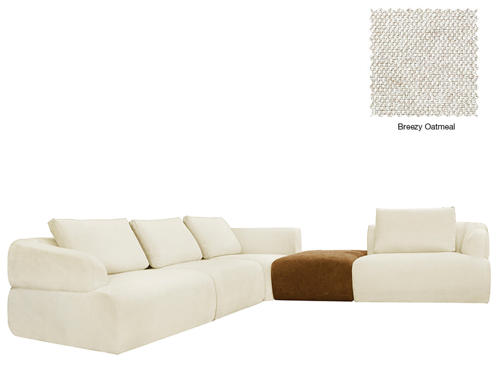 Delvis 4 Seat L Shape Sofa with Ottoman