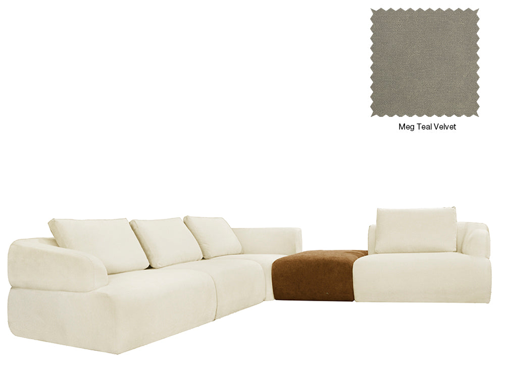 Delvis 4 Seat L Shape Sofa with Ottoman