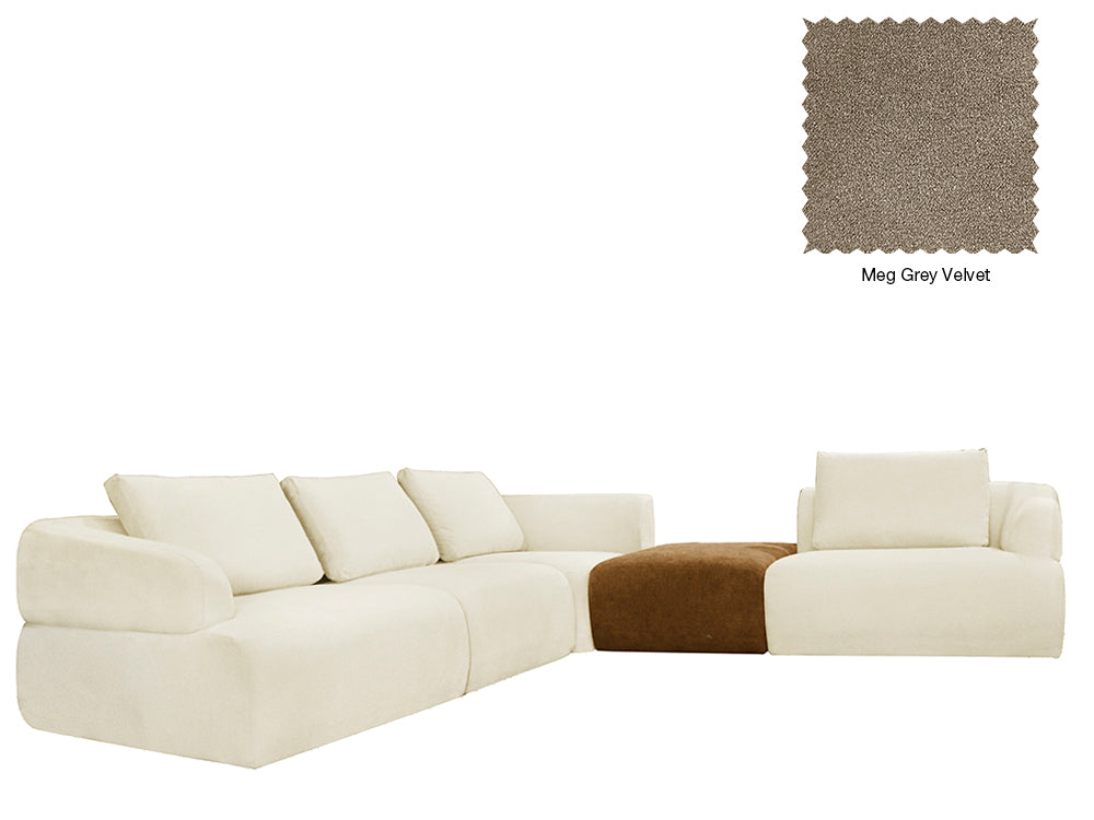 Delvis 4 Seat L Shape Sofa with Ottoman